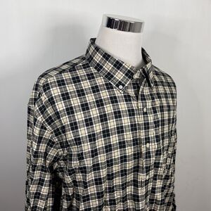 Oak Hill 3XLT Wrinkle Free Cool & Dry Cotton Shirt Black Beige Plaid Button Down